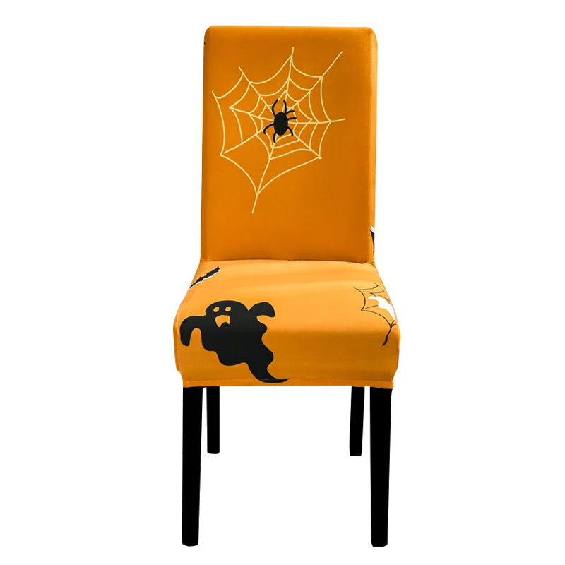 Anyseat Chair Cover Gold Spider Cobweb Ghost Design with Anti-Dirt and Elastic Material for Dining Room Kitchen Wedding Hotel Banquet Restaurant