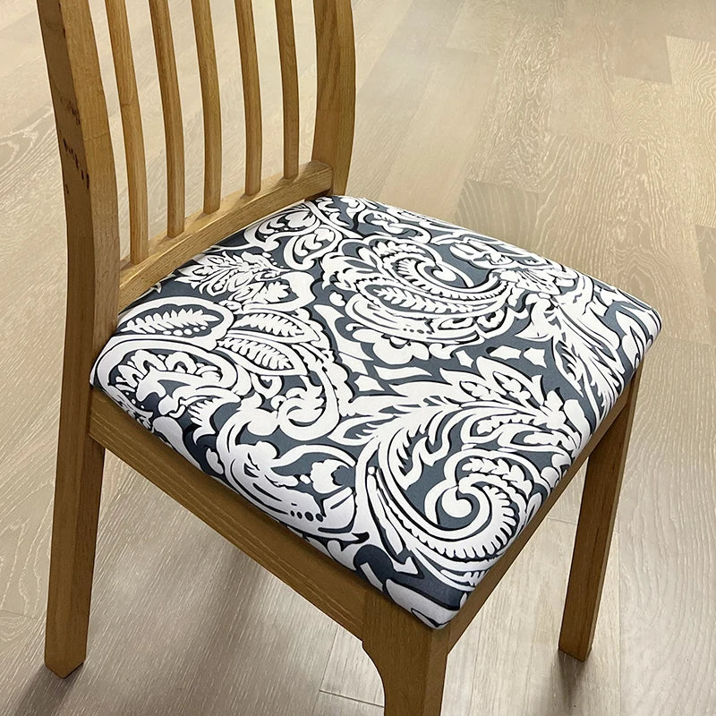 Anyseat Chair Cover Blue White Vine Leaf Print Stretch Seat Cover for Home Dinning Kitchen Washable Removable