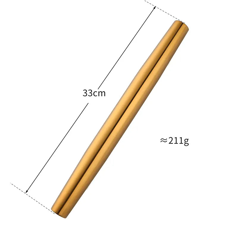 Anygleam New Gold Stainless Steel 1 Pc Stainless Steel Rolling Pin for Buffet and Restaurant Kitchenware