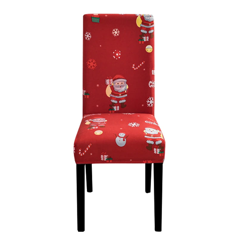 Anyseat Chair Cover Red Santa Gift Snowman Design with Anti-Dirt and Elastic Material for Dining Room Kitchen Wedding Hotel Banquet Restaurant