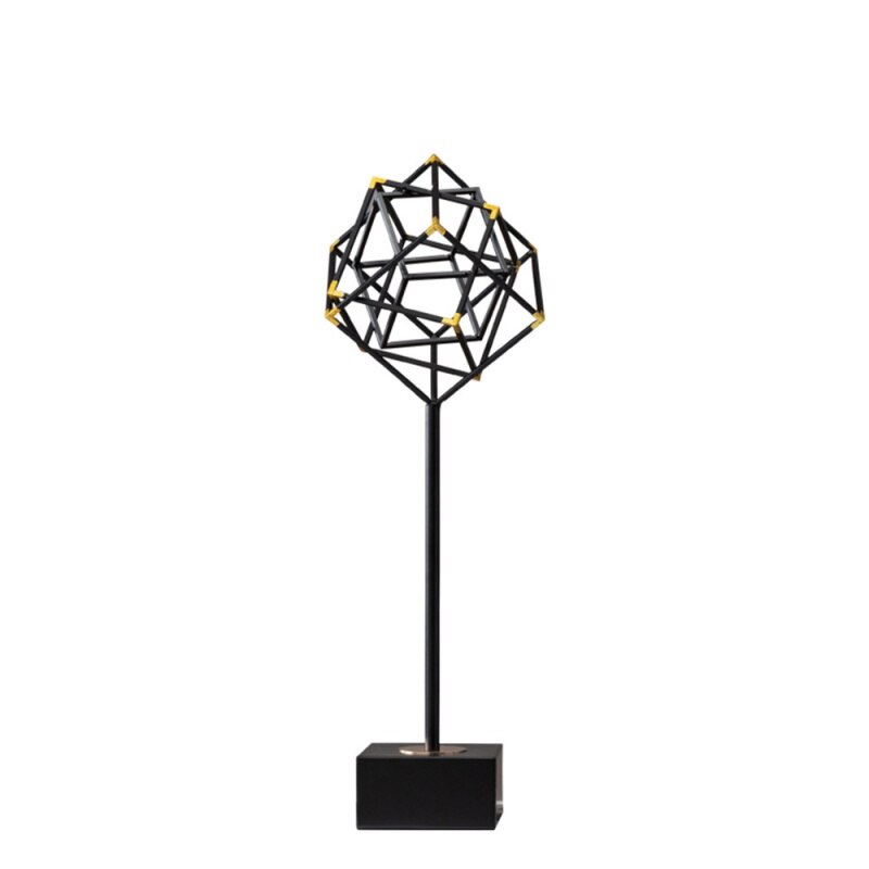 ANYHOUZ Luxury Gold Metal Tabletop Decor – Geometric Square Cube Sculpture for Living Room, House Display & Elegant Crafts Ornaments