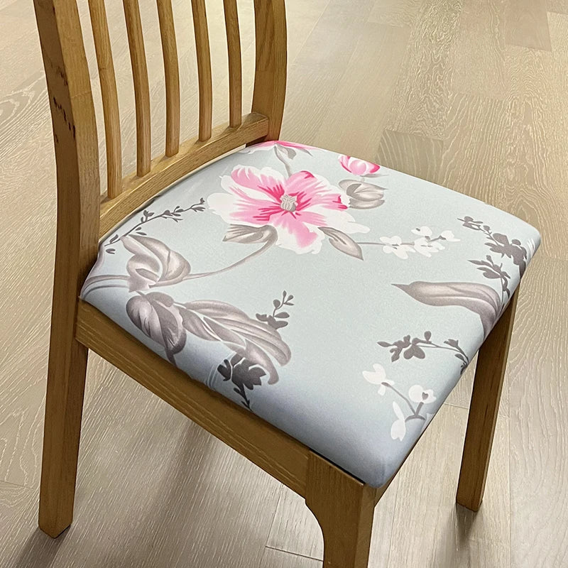 Anyseat Chair Cover Light Blue Pink Flower Print Stretch Seat Cover for Home Dinning Kitchen Washable Removable