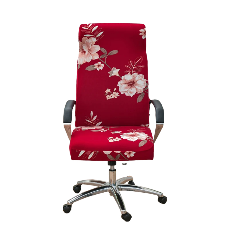 Anyseat Office Chair Cover Red Floral Medium Non-Slip Rotating Seat Case Universal Armrest Chair Protector