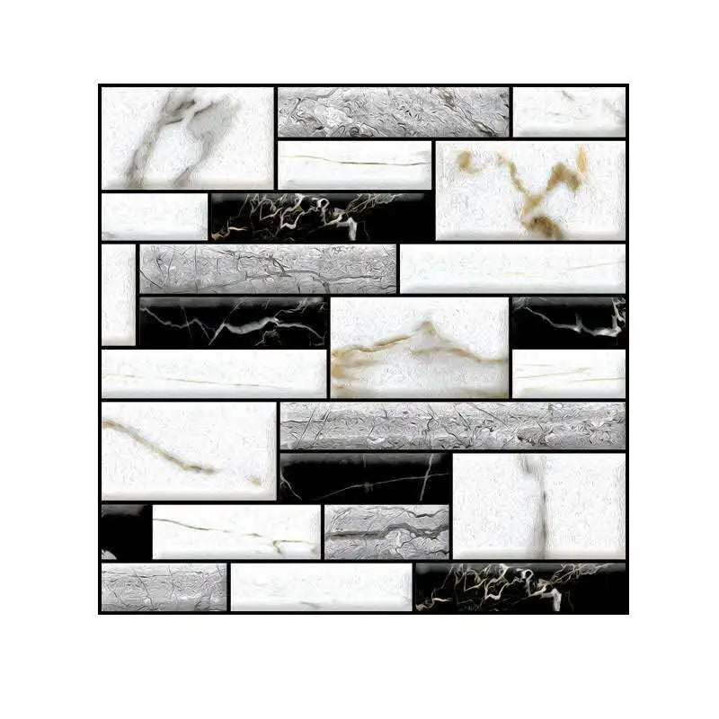 ANYHOUZ 10pcs Vinyl Wall Tile Retro 3D Pattern Textured Waterproof