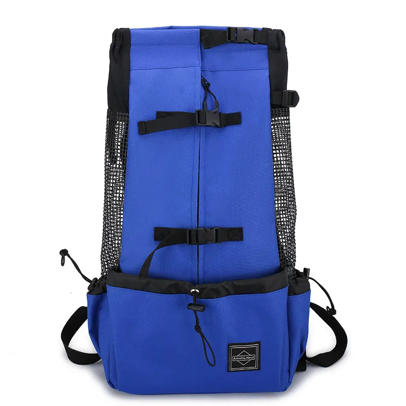 ANYWAGS Pet Carrier XL Blue Travel Riding Driving Pet Backpack for Medium to Large Dogs with Pockets for Pet Supplies