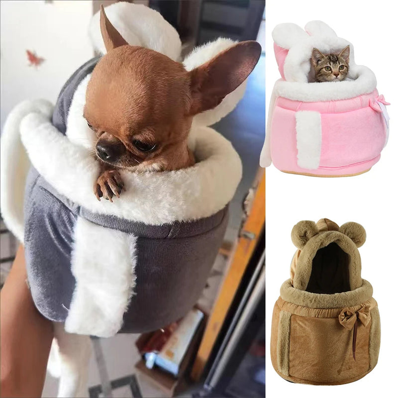 ANYWAGS Pet Carrier Medium Pink Outdoor Travel Pet Carrier Bag Nest for Small Pets with Ear Hoodie