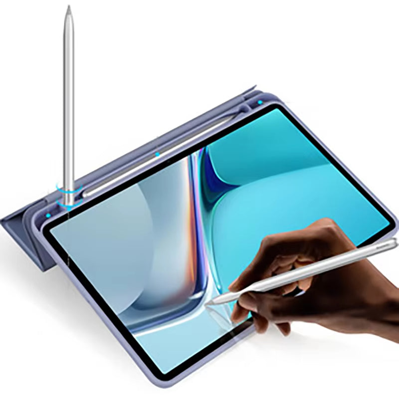 ANYMOB Huawei Tablet Case Ice Blue with Stylus Holder Silicone Cover for Matepad 11 2021 2023
