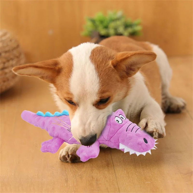 ANYWAGS Pet Toys Plush Crocodile Squeaky Teething Chews For Puppies