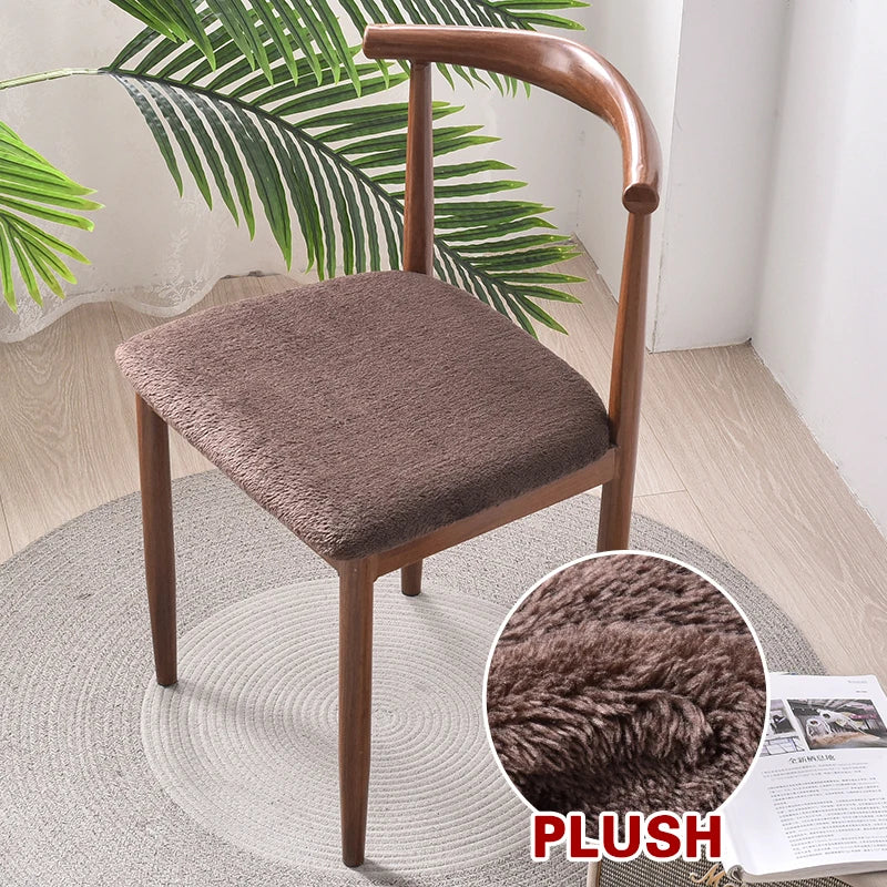 Anyseat  Chair Cover Brown Fur Stretch Seat Cover for Home Dinning Kitchen Washable Removable
