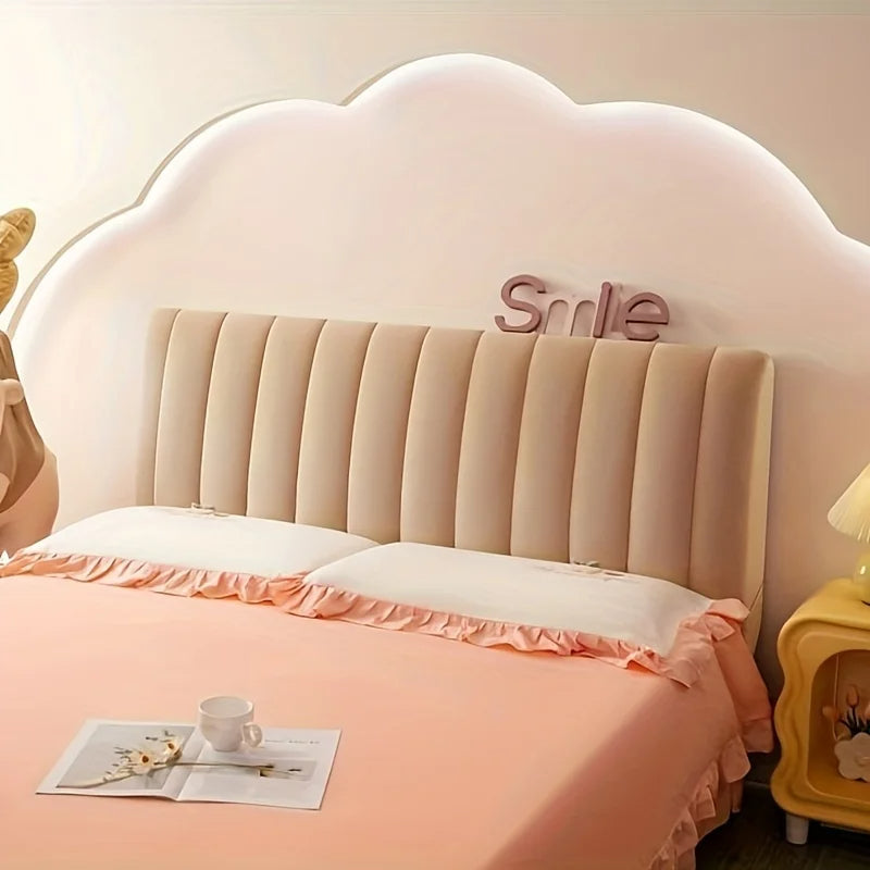 Anycozy Headboard Cover Khaki Short Plush Super Soft Smooth Quilted Velvet Bed Back Dust Protector Cover 120x70cm