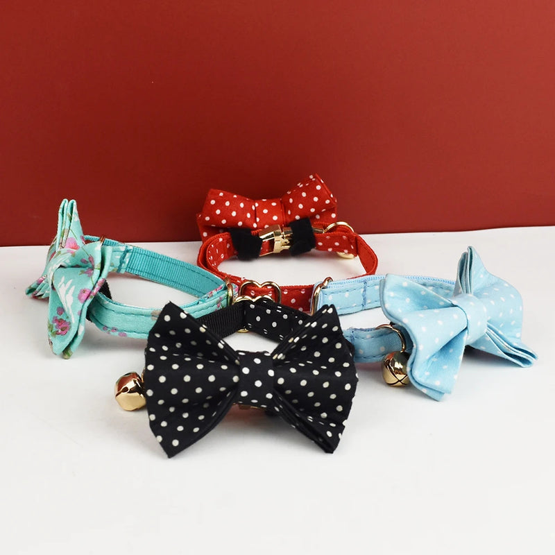 ANYWAGS Cat Collar Dotted Black Large with Safety Buckle, Bell, and Durable Strap Stylish and Comfortable Pet Accessory