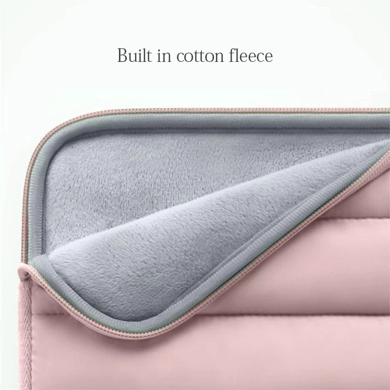 ANYPACK Laptop Handbag Pink Puffy Sleeve Case Multi Functional Compartments For Business