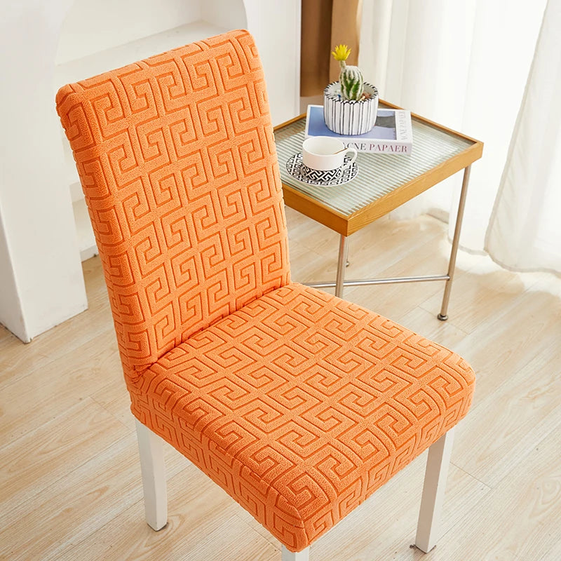 Anyseat Chair Cover Orange Square Geometric Style with Elastic Material for Dining Room Kitchen Wedding Hotel Banquet Restaurant