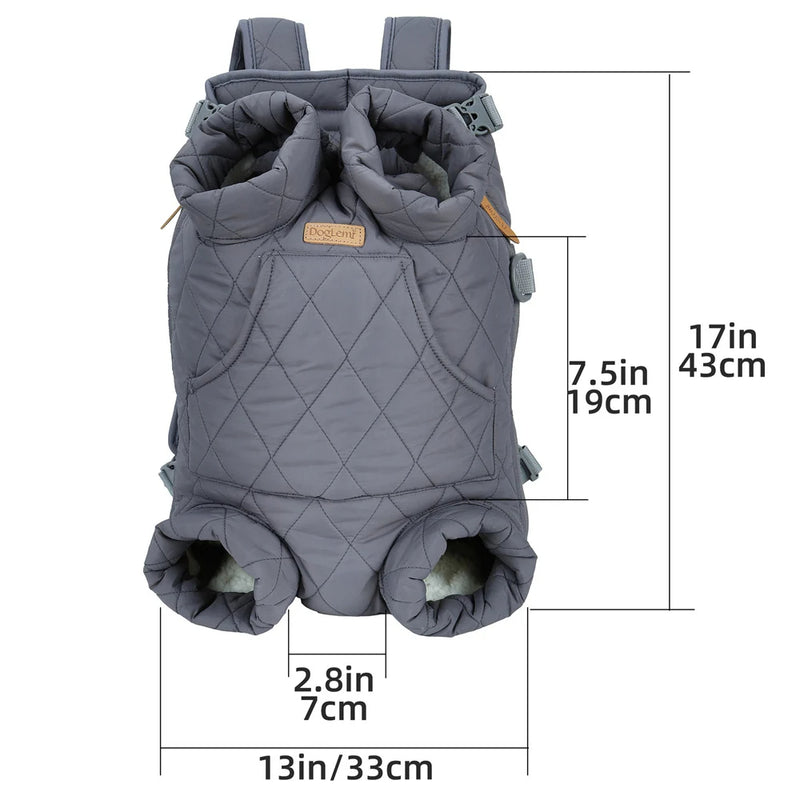 ANYWAGS Pet Carrier Beige Cozy Backpack for Winter with Hoodie and Pockets for Pet Supplies for Small to Medium Dogs