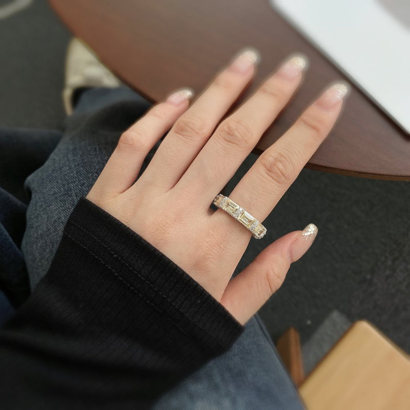 Anyyou Ring CZ 5A 925 Sterling Silver Green Diamond Wedding Ring Eternity Bands Engagement Rings Women Wholesale Jewelry