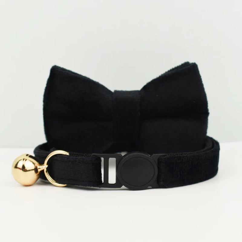 ANYWAGS Cat Collar Black Bow Large with Safety Buckle, Bell, and Durable Strap Stylish and Comfortable Pet Accessory