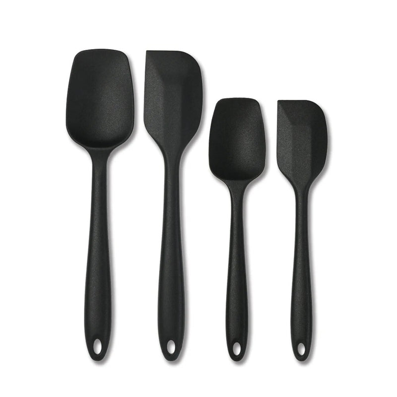 Anygleam Silicone Black Seamless Spatula 4 Set Kitchen Accessories Baking Utensil Kit Bread Cake Mixing Tools Cooking Scraper Heat Resistant
