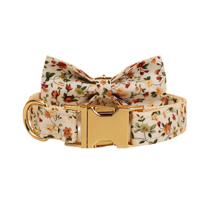 ANYWAGS Pet Bow Collar White Floral Stylish Accessory with Safety Buckle Durable Strap