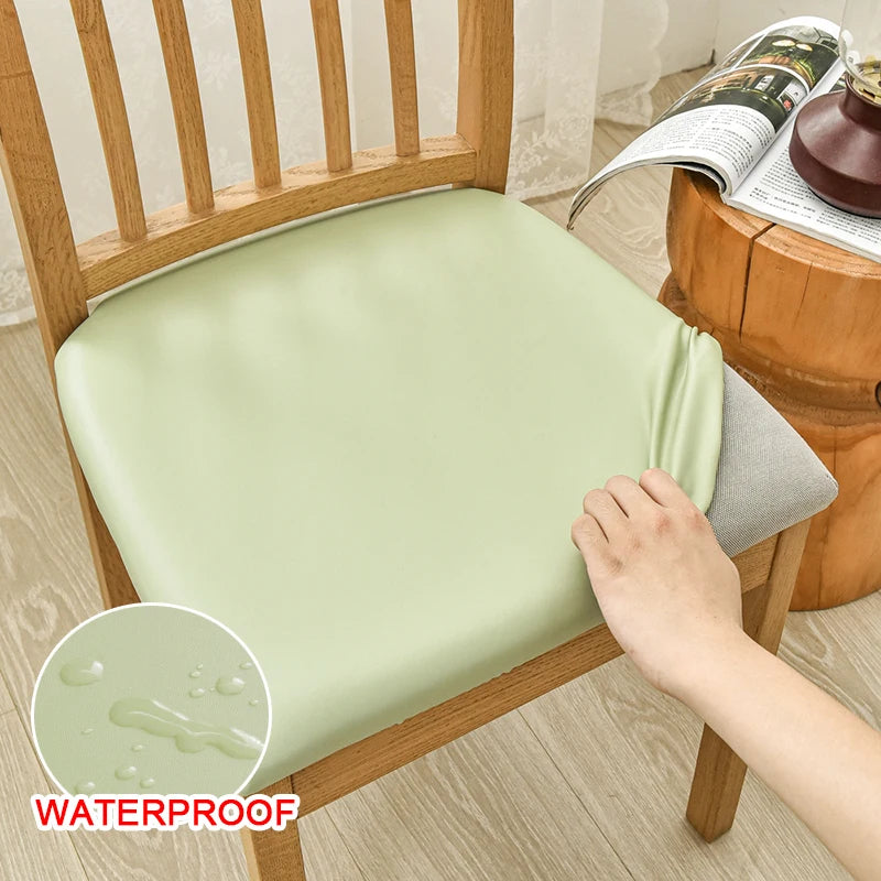 Anyseat Chair Cover Plain Light Green Stretch Seat Cover for Home Dinning Kitchen Washable Removable