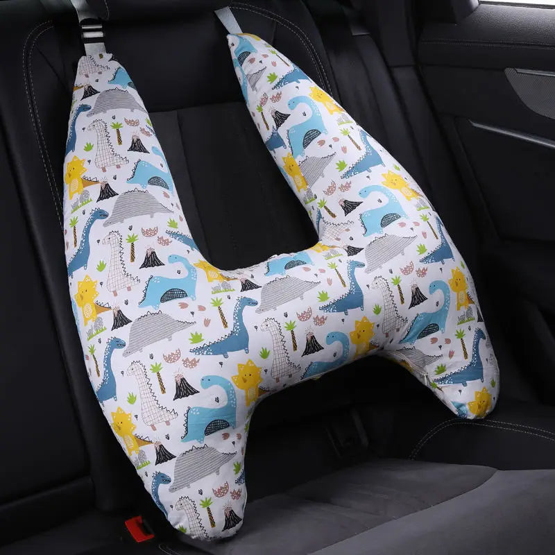 Anypillow Car Travel Pillow UShape Dinosaur Zoo Pattern Children Travel Pillow Cushion for Car Seat, Safety Neck Pillow for Kids