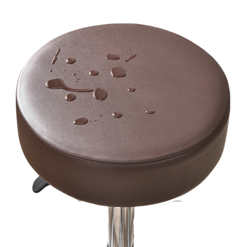 ANYHOUX Barstool Cushion Cover Coffee Elastic Bands Slipcover for Swivel Chair Barstool Washable PU Leather Cushion Cover