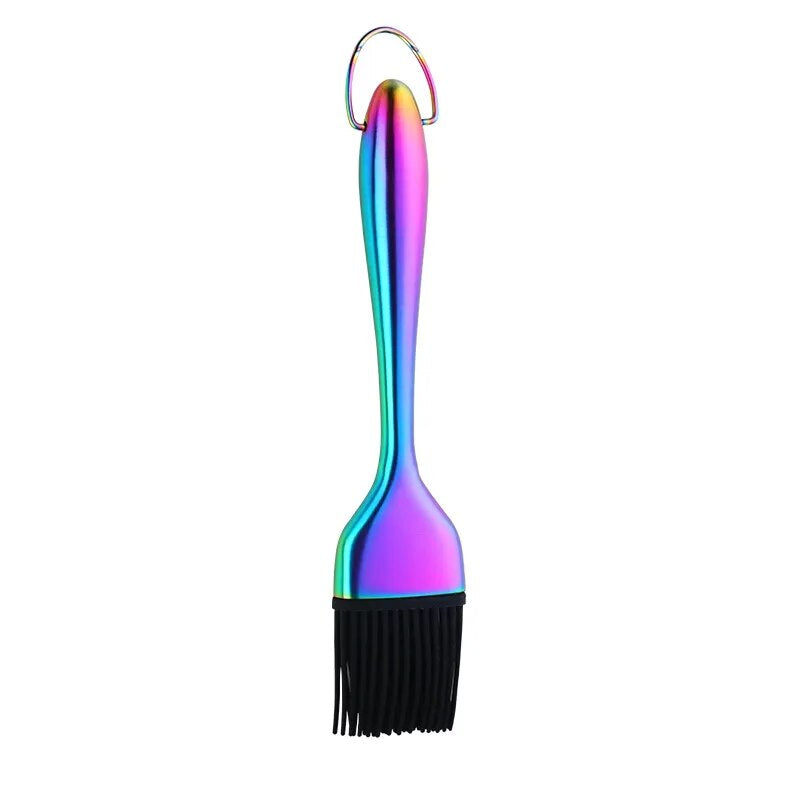 Anygleam Brush Pink Rainbow Stainless Steel Handle Oil for BBQ and Bread Basting Kitchen Utensils