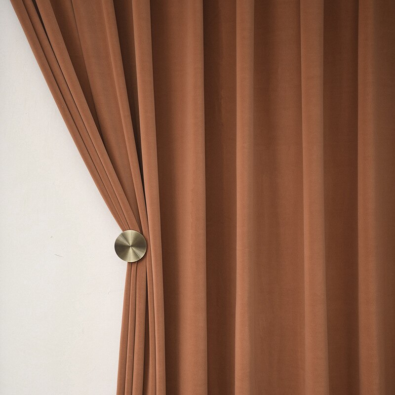 Anydrape 200cm Orange High Quality Modern Velvet Blackout Curtains for Living Room Bedroom Dining Luxury Window Drape