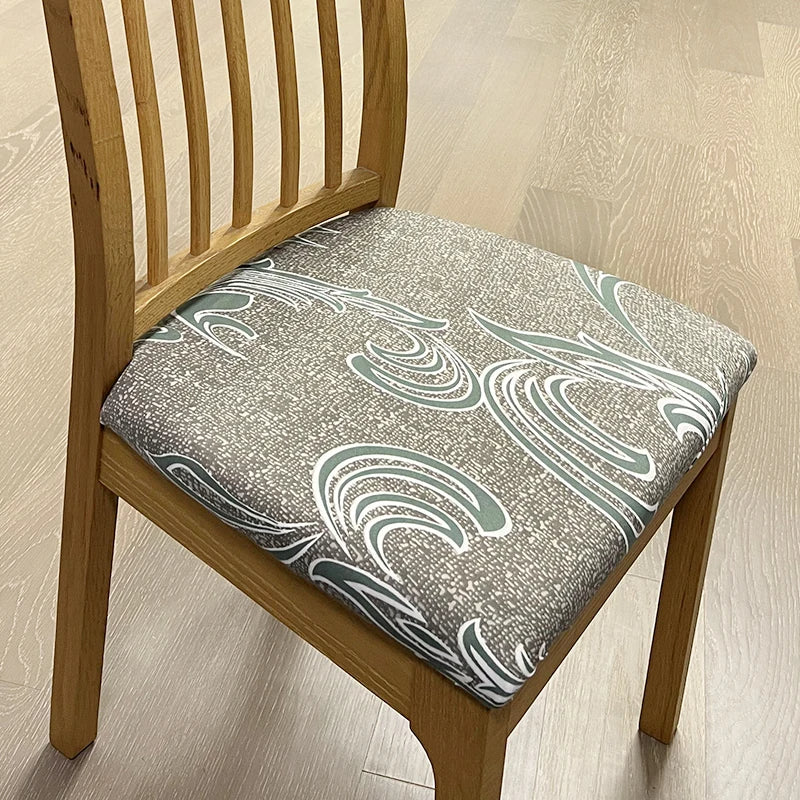 Anyseat  Chair Cover Light Brown Random Wave Print Stretch Seat Cover for Home Dinning Kitchen Washable Removable