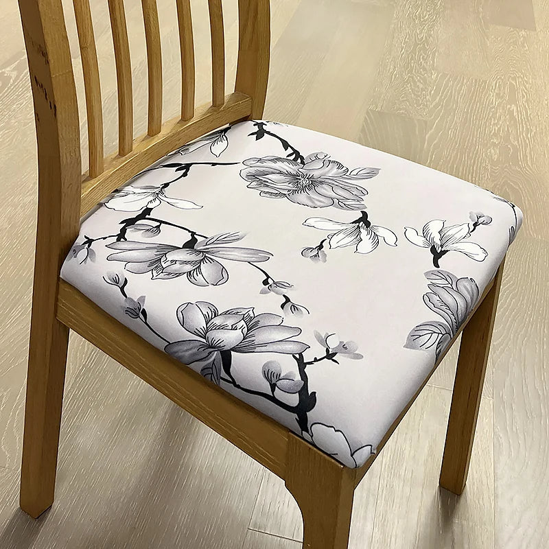 Anyseat Chair Cover Grey Floral Print Stretch Seat Cover for Home Dinning Kitchen Washable Removable