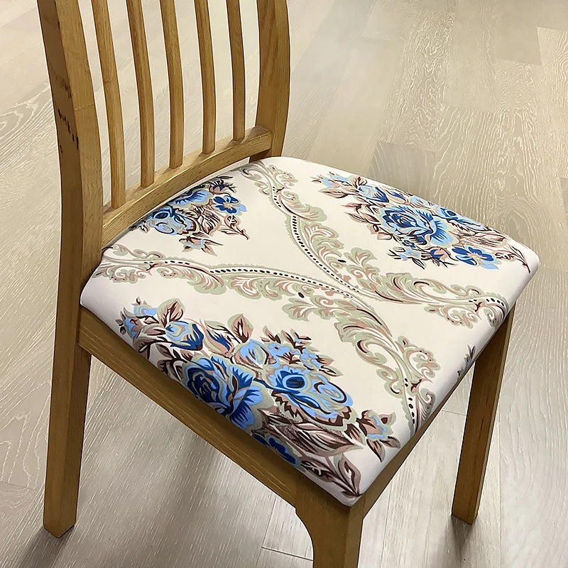 Anyseat Chair Cover Beige Vintage Floral Print Stretch Seat Cover for Home Dinning Kitchen Washable Removable