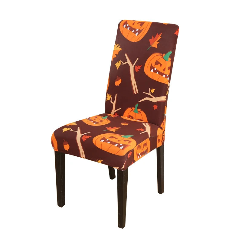 Anyseat Chair Cover Orange Pumpkin Twig Design with Anti-Dirt and Elastic Material for Dining Room Kitchen Wedding Hotel Banquet Restaurant