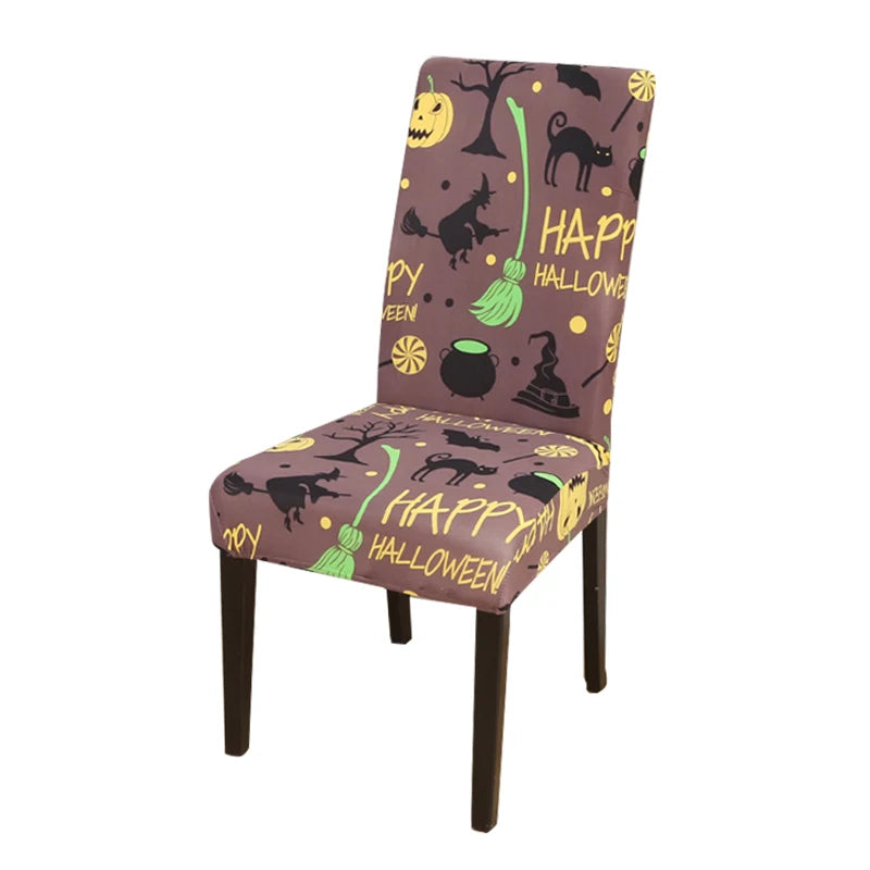 Anyseat Chair Cover Happy Halloween Icons Design with Anti-Dirt and Elastic Material for Dining Room Kitchen Wedding Hotel Banquet Restaurant