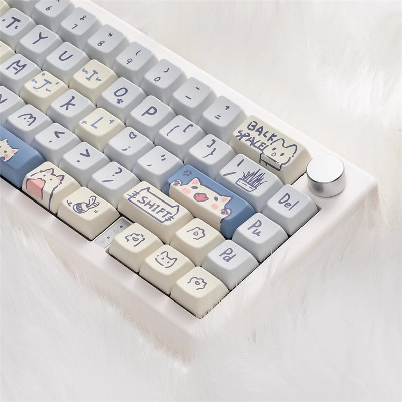 ANYMOB Keycap Keyboard Sky Blue 66 Keys Sublimation Fit Swtich Touch Clicks