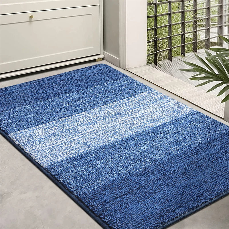 Anymat Doormat Navy Blue Stripe Non Slip Dirt Resistant Mat For Kitchen And Bathroom
