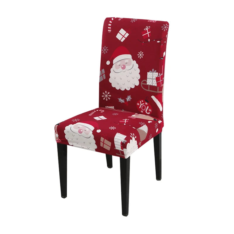 Anyseat Chair Cover Maroon Big Santa Head Design with Anti-Dirt and Elastic Material for Dining Room Kitchen Wedding Hotel Banquet Restaurant