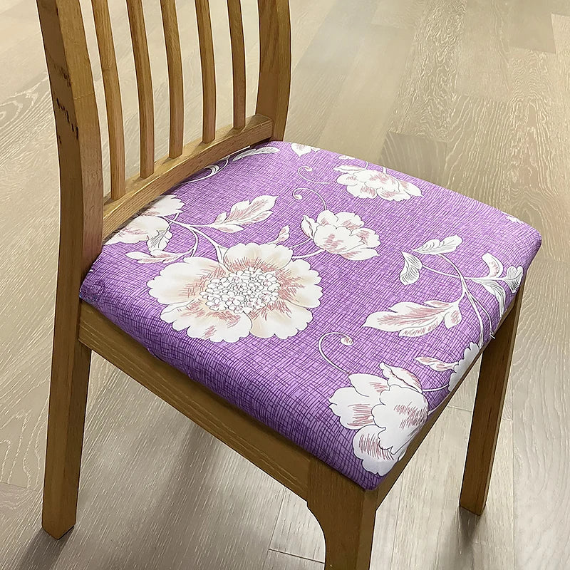Anyseat  Chair Cover Purple Floral Pattern Print Stretch Seat Cover for Home Dinning Kitchen Washable Removable