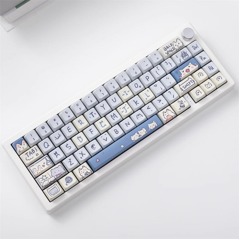 ANYMOB Keycap Keyboard Sky Blue 148 Keys Sublimation Fit Swtich Touch Clicks