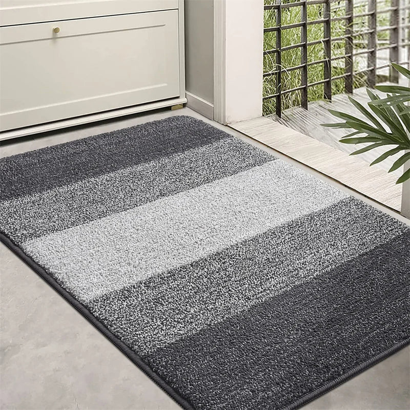 Anymat Doormat Gray Stripe Non Slip Dirt Resistant Mat For Kitchen And Bathroom