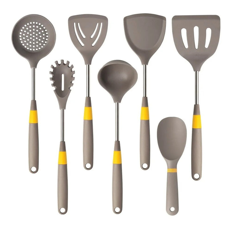 Anygleam Cooking Utensil 6 Set Khaki Heat Resistant Tools Spatula Kit with 1 Rice Spatula Kitchen Accessories Kitchenware for Nonstick Cookware