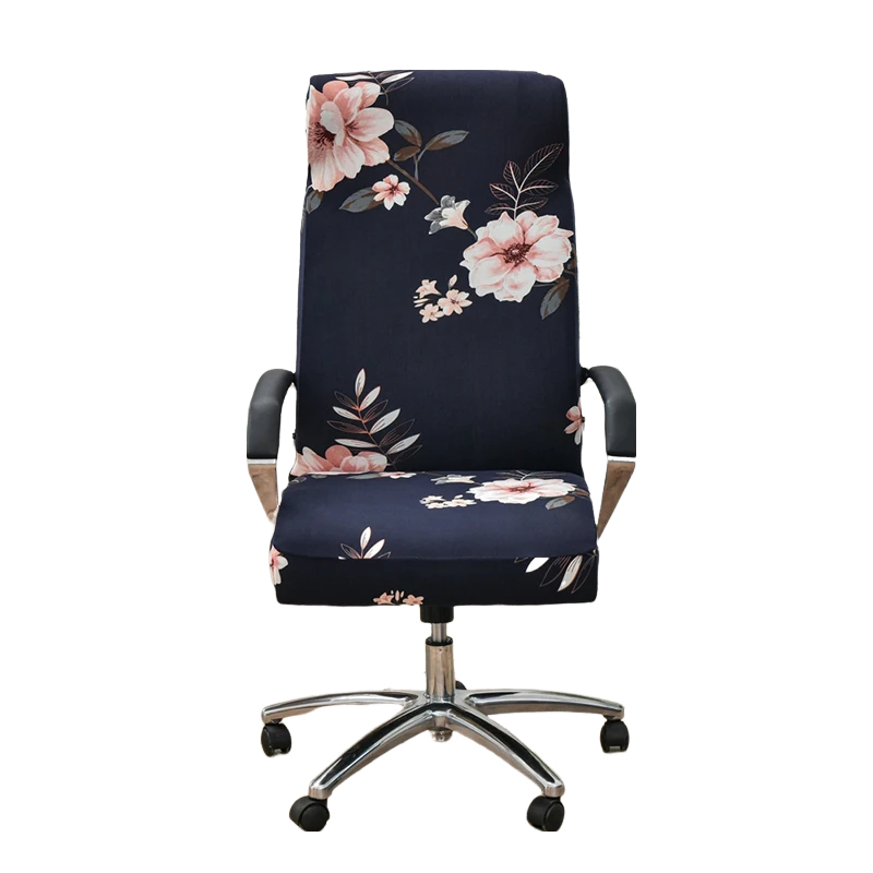 Anyseat Office Chair Cover Black Floral Medium Non-Slip Rotating Seat Case Universal Armrest Chair Protector