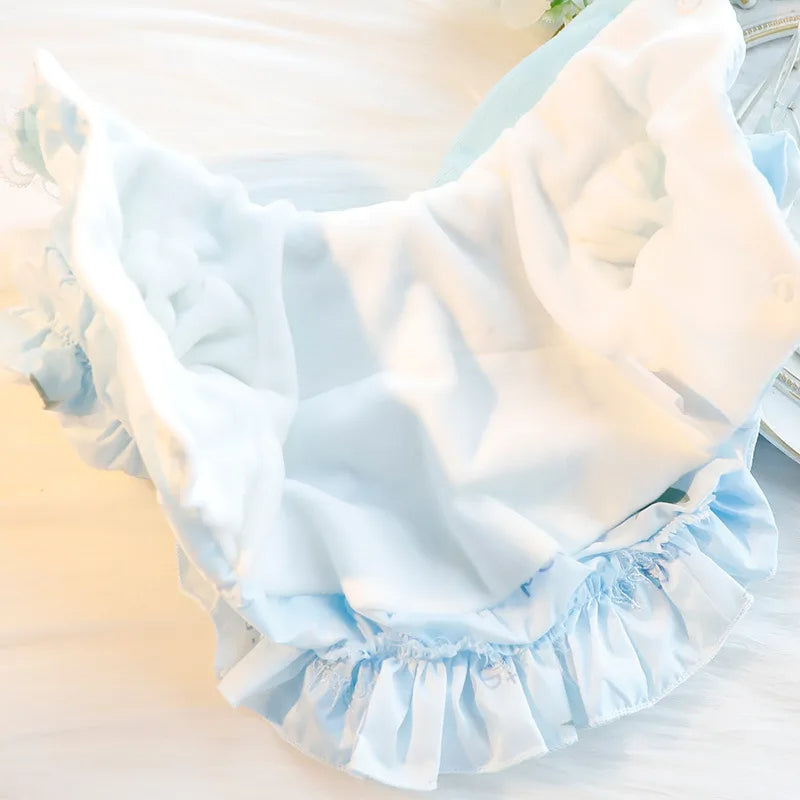 Anypet Pet Clothes Blue Cotton Princess Dress with Tassels and Heart Shape Clothe for Fancy and Special Occasions
