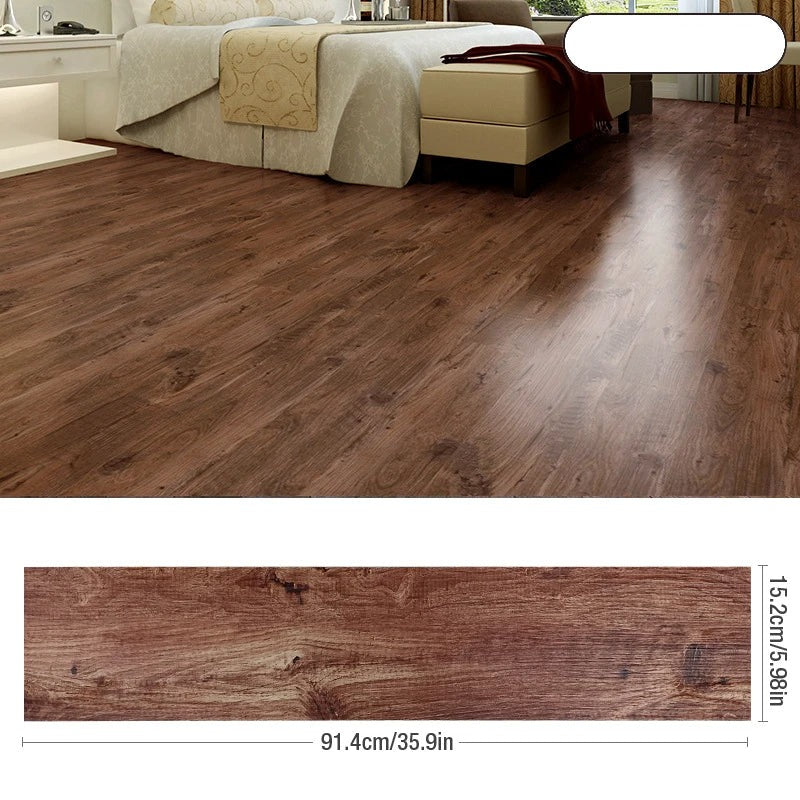 ANYHOUZ 5pcs Red Mahogany Vinyl Floor Tile Wood Grain 3D Waterproof