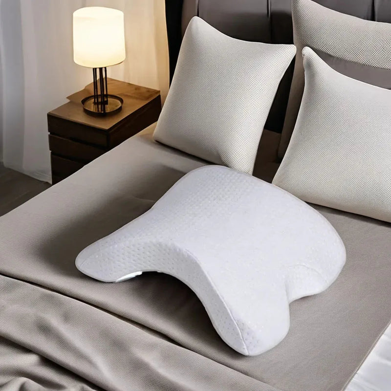 Anypillow White Arched Nap Pillow Ergonomic Desk Rest Cushion With Cuddle Arm Hole For Neck And Shoulder Support