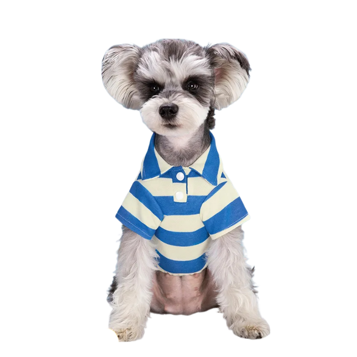 ANYWAGS Pet Clothes Stripe Blue and White Breathable Summer Polo Shirt for Cosplay and Formal Occasions