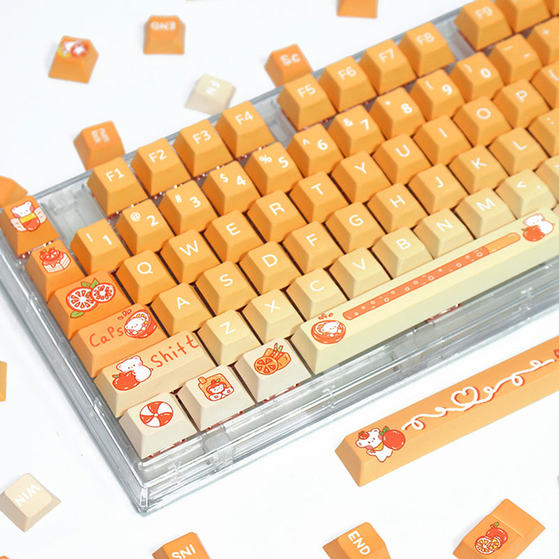 ANYMOB Keycap Keyboard Orange Bears Pattern  132 Switched Gaming Mechanical Keys