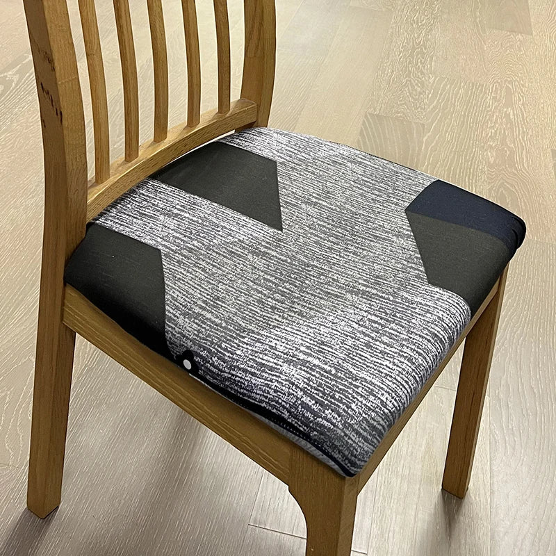 Anyseat Chair Cover Dark Gray Black Pattern Print Stretch Seat Cover for Home Dinning Kitchen Washable Removable