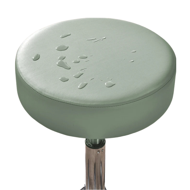 ANYHOUX Barstool Cushion Cover Light Grey Elastic Bands Slipcover for Swivel Chair Barstool Washable PU Leather Cushion Cover