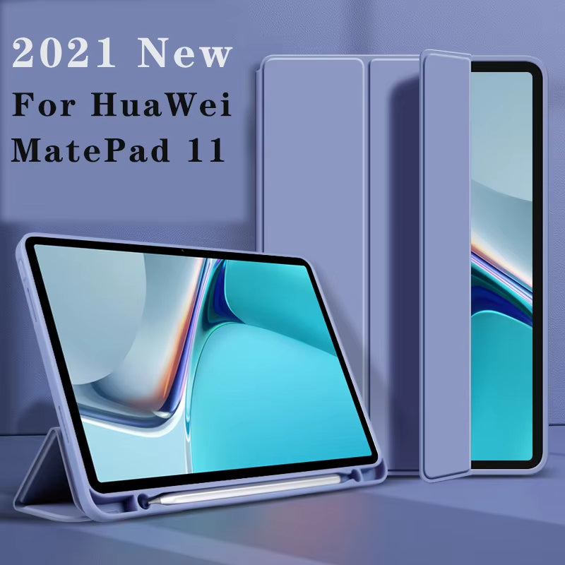 ANYMOB Huawei Tablet Case Ice Blue with Stylus Holder Silicone Cover for Matepad 11 2021 2023