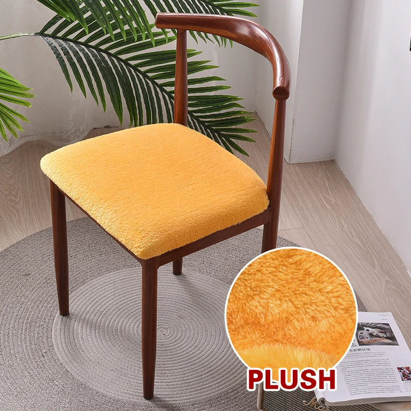 Anyseat Chair Cover Orange Fur Stretch Seat Cover for Home Dinning Kitchen Washable Removable