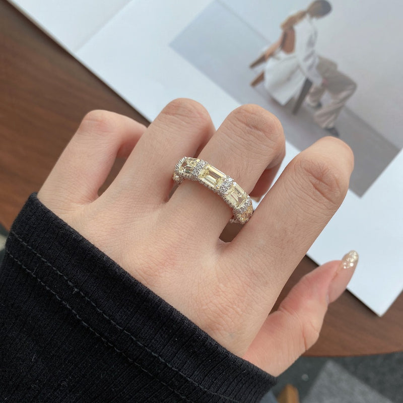 Anyyou Ring CZ 5A 925 Sterling Silver Green Diamond Wedding Ring Eternity Bands Engagement Rings Women Wholesale Jewelry